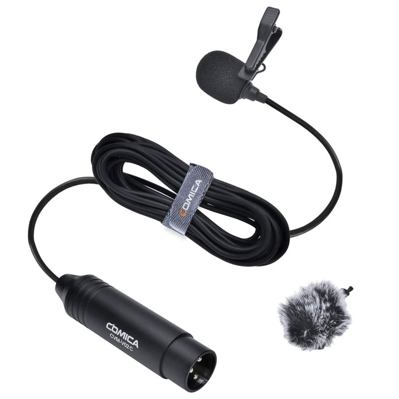 COMICA XLR Pin Microphone CVM-V02C XLR Clip Microphone Unidirectional Lavalier Microphone 48V Phantom Power Video Microphone for Canon/Sony/Panasonic Camcorder Microphone Zoom H4n H5 H6 Tascam DR-40 - Image 1